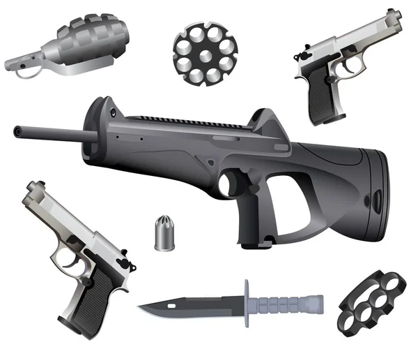 Silah Simgesi Seti Modern Vektör Illüstrasyonu — Stok Vektör