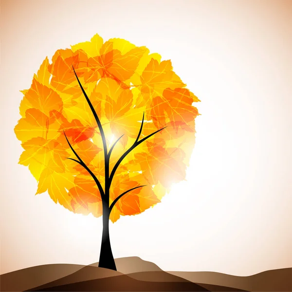 Strom Podzimním Listím Vektorová Ilustrace — Stockový vektor