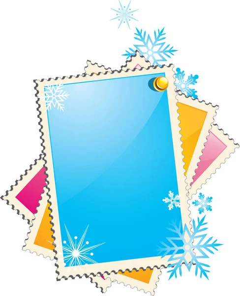 Illustration Des Weihnachtlichen Hintergrunds Mit Schneeflocken Und Karten — Stockvektor