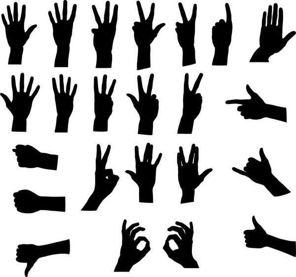 vector illustration of human hand icons set