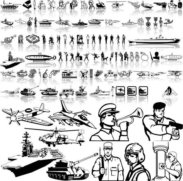 Militär Ikon Set Vektor Illustration — Stock vektor