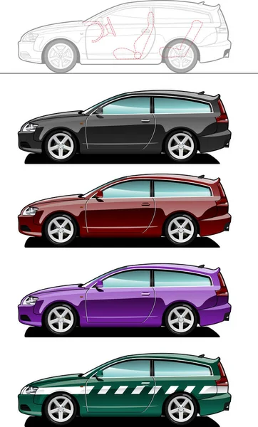 Набор Различных Автомобилей Современная Векторная Иллюстрация — стоковый вектор
