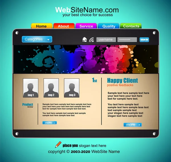 Düzenlenebilir vektör biçimi olan web sitesi şablonu.