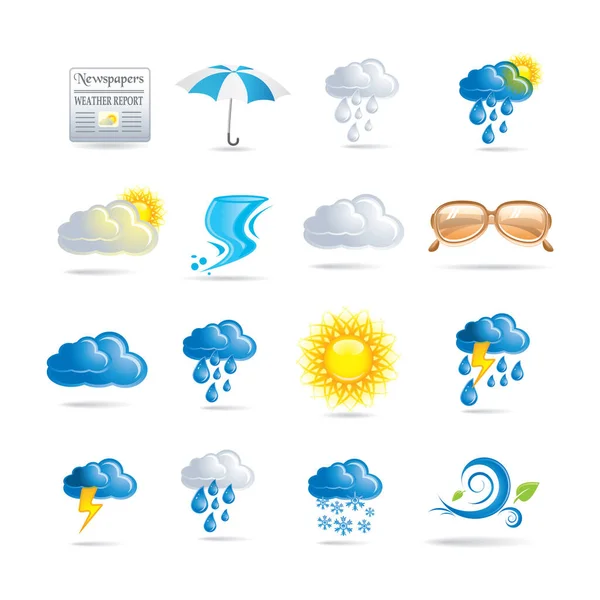 Vetor Ícones Meteorológicos Ilustração —  Vetores de Stock