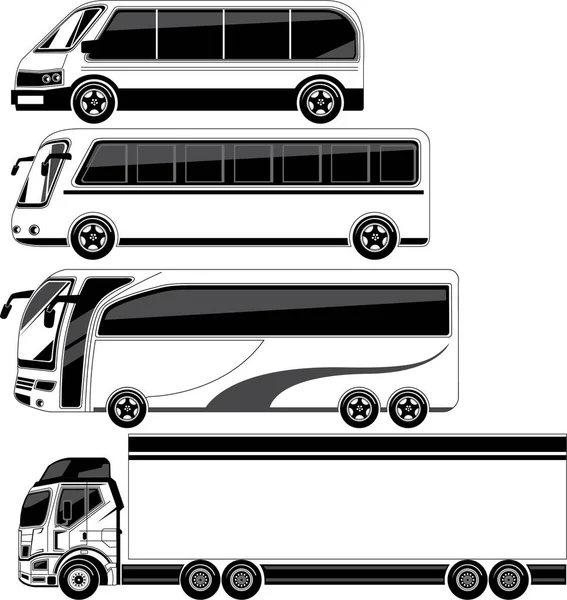 Bus Set White Background — Stock Vector