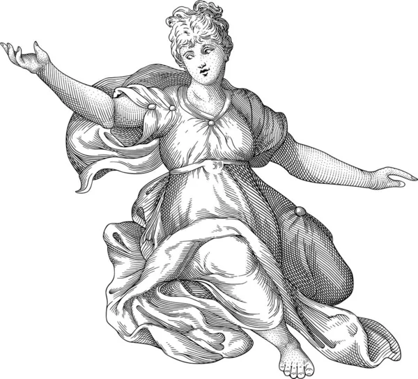 Illustration Vectorielle Vintage Dessinée Main Femme — Image vectorielle