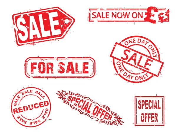 販売のための単語が付いているグラウンジ スタンプのセット ベクトル イラスト — ストックベクタ