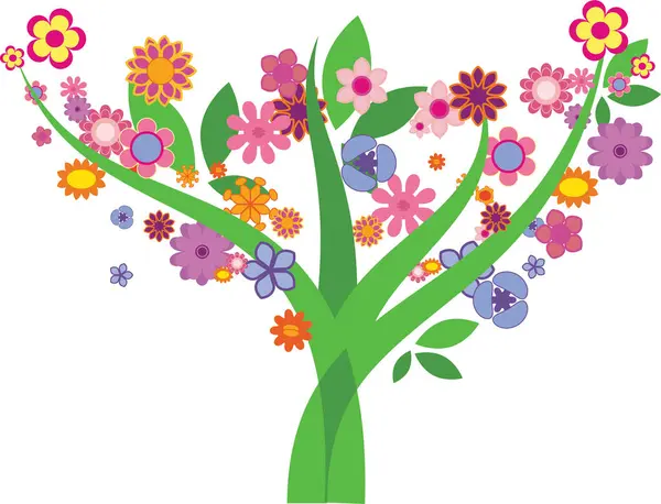 五彩缤纷的花朵和叶子 — 图库矢量图片