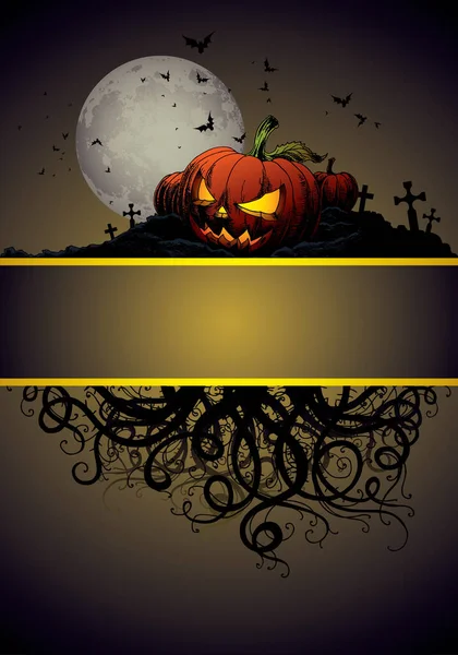Halloween Háttér Sütőtök Temető Vektor Illusztráció — Stock Vector