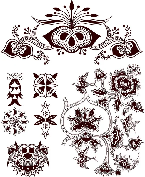 Ensemble Vectoriel Bordures Florales Ornementales — Image vectorielle