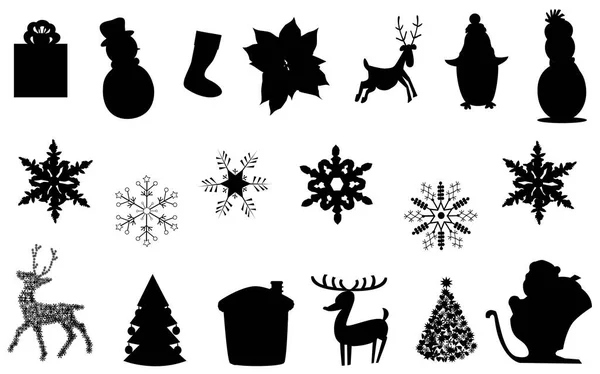 Sada Vánočních Ikon Vektorové Ilustrace — Stockový vektor