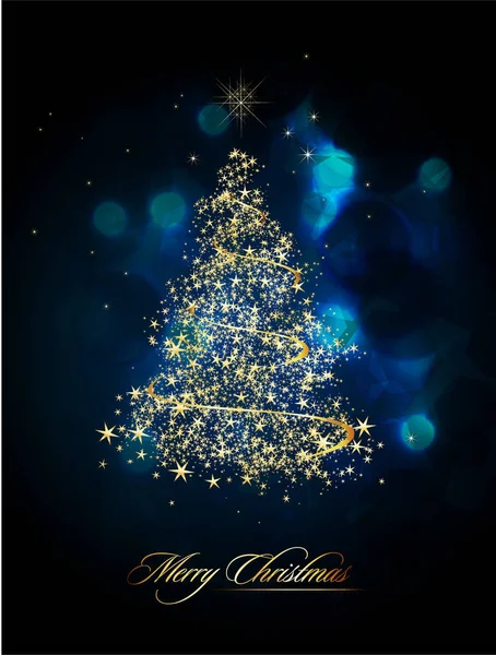 Glinsterende Kerstboomkaart — Stockvector