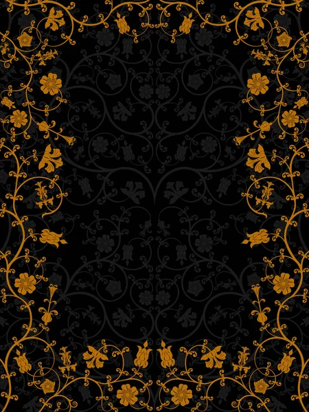 Nahtloser Floraler Hintergrund Mit Schwarzem Ornament Tapete Für Textilien Und — Stockvektor