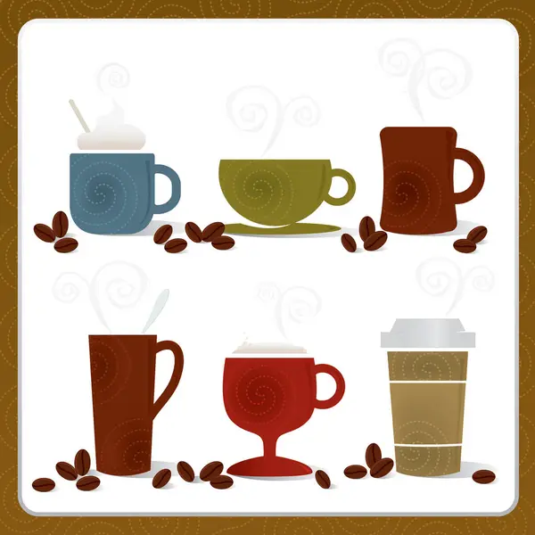 Conjunto Tazas Café — Vector de stock