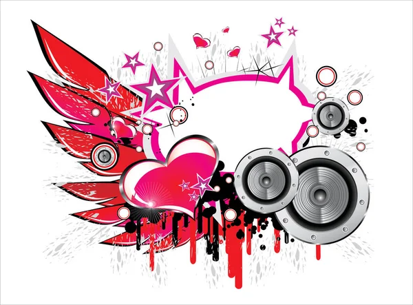 Fond Musical Avec Coeur — Image vectorielle