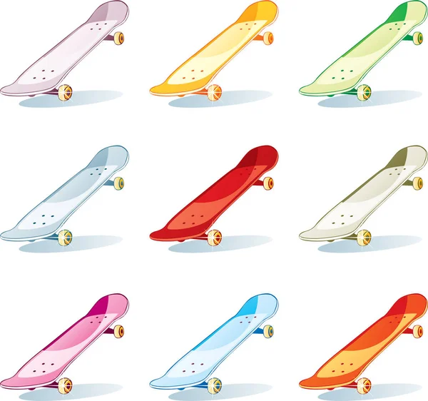 다채로운 스케이트 세트의 일러스트 — 스톡 벡터