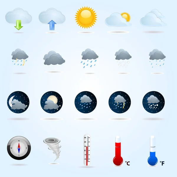 Set Weather Icons Modern Vector Illustration — Stock Vector