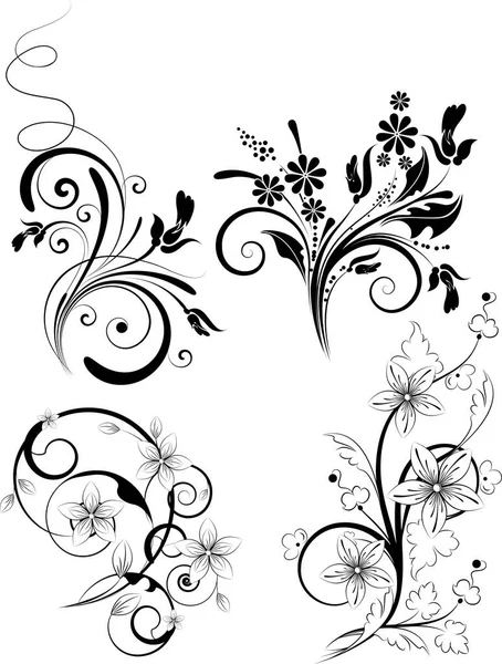 花と花の要素を持つ美しい装飾的な背景 — ストックベクタ