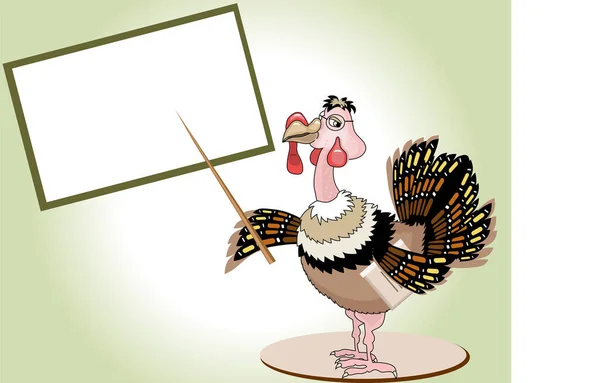 Cartoon Illustration Rooster Blank Sign — Stock Vector