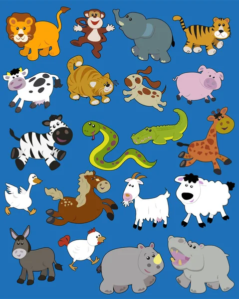 Conjunto Animales Ilustración Vectorial Moderna — Vector de stock