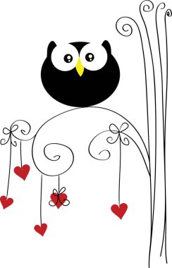 Şirin bir çizgi film baykuşunun vektör çizimi