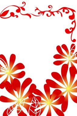 Çiçekler ve çiçek elementleriyle dekoratif bir arka plan. 