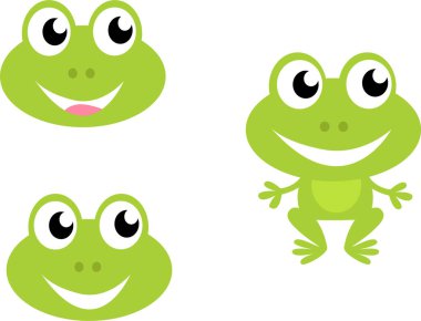 çizgi film komik kurbağa seti.