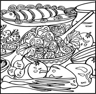 Bir tabak yemeğin vektör çizimi