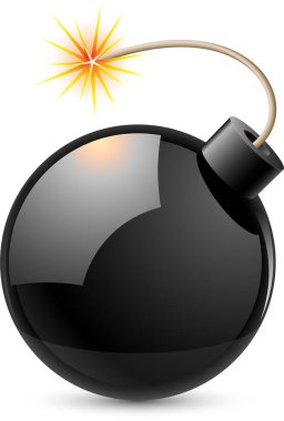 Beyaz arka planda yangın çıkaran bir bomba..