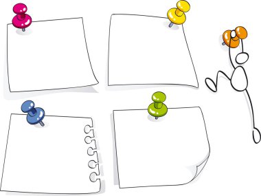 Renk iğneli not kağıtları, vektör basit tasarım