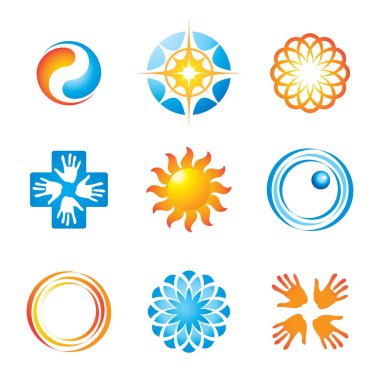 Beyaz arkaplanda vektör logoları koleksiyonu