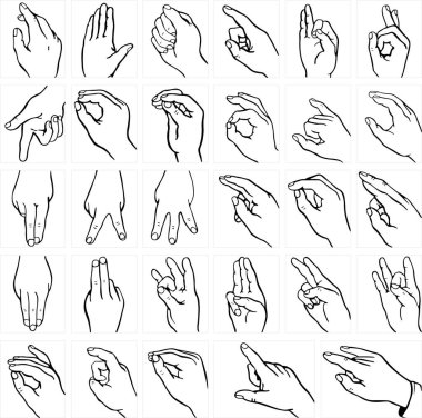 set of human hand icons clipart