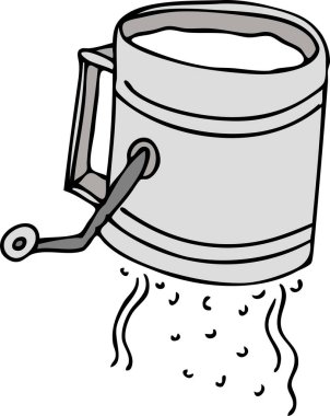 Beyaz arkaplanda çizgi film kovası