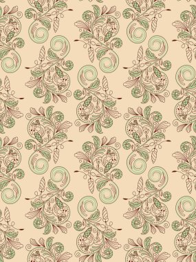 Çiçeksel elementlerle dekoratif arka plan, vektör illüstrasyonu   