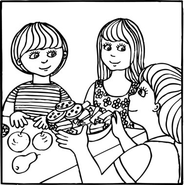 Masada tatlı ve meyveli çocuklar