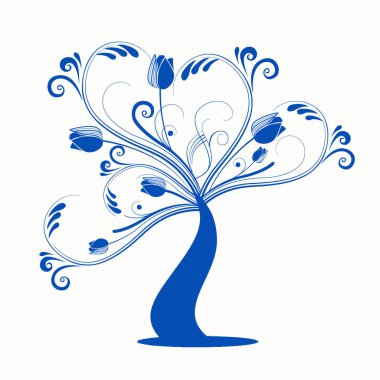 Mavi soyut ağaç. vektör illüstrasyonu