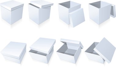 Beyaz karton kutular seti