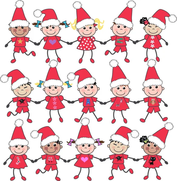 圣诞卡通人物系列 圣诞节和新年 — 图库矢量图片