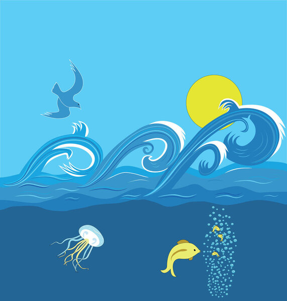 sea life, vector illustration