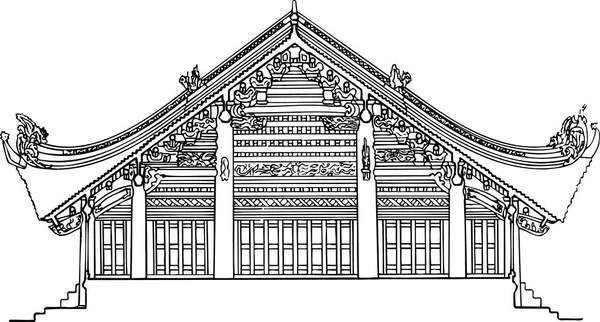 Vector Chinese Tempel Architectuur Kunst — Stockvector