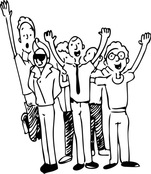 Grupo Pessoas Felizes Desenho Animado Ilustração Vetorial Isolado Fundo Branco — Vetor de Stock