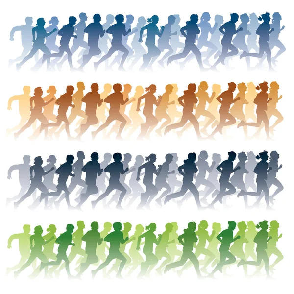 Running People Vector Illustration — Stock Vector