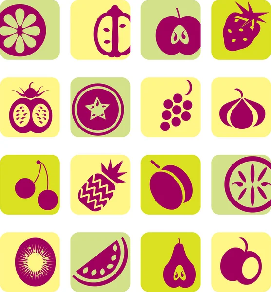 Icône Ensemble Fruits Simples — Image vectorielle