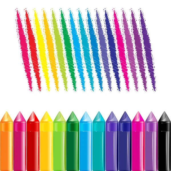 Ensemble Crayons Couleur Isolés Sur Fond Blanc — Image vectorielle
