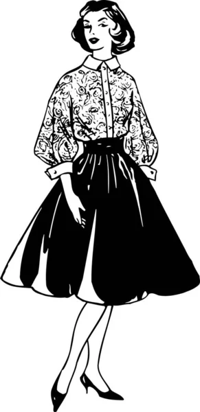Woman Black Dress Modern Vector Illustration — Stock Vector