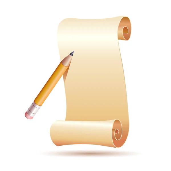 白い背景の鉛筆が付いているベクトル ペーパー — ストックベクタ