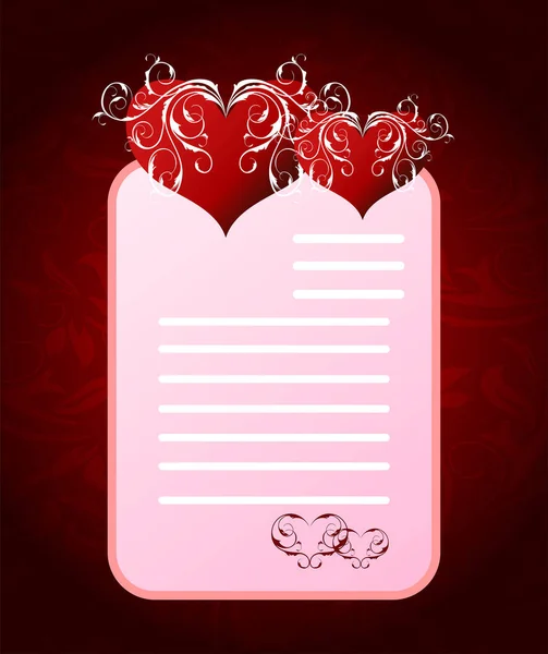 Valentines Day Card Red Hearts Paper Notes Vector Illustration — Stock Vector