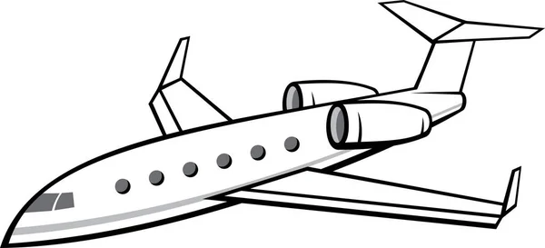Ilustrasi Pesawat Pada Latar Belakang Putih - Stok Vektor