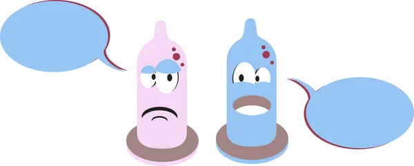 Vector Illustration Cartoon Speech Bubbles Condoms — Stock Vector