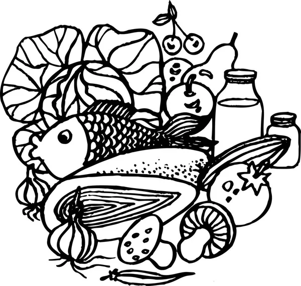Рыба Повседневная Продукция Векторная Иллюстрация — стоковый вектор
